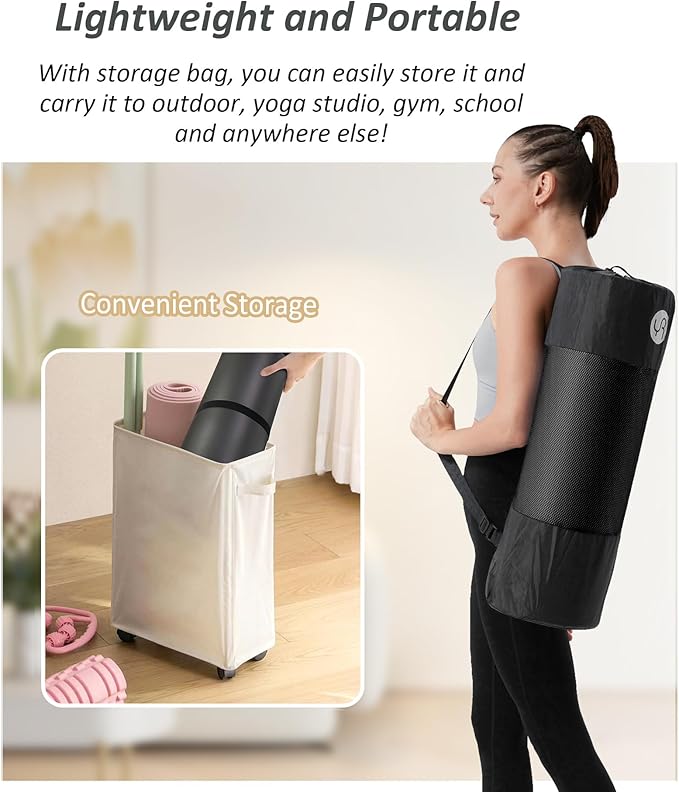 Yoga Mat Thick 1 inch Exercise Mat 76.7"x24" Workout Mats for Home Gym, Non-slip Yoga Mat for Women Men, with Carrying Yoga Bag