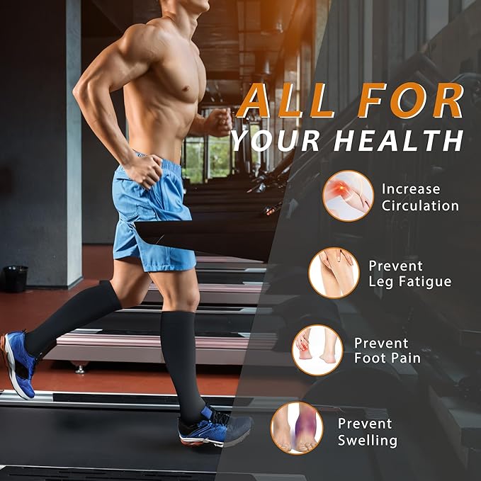 Compression Socks for Women Men Circulation Knee High 8 Pairs for Nurses, Running, Travel, Athletic