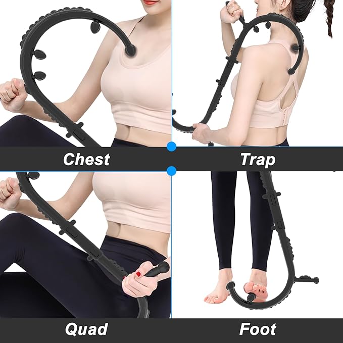 Back Massager for Pain Relief Deep Tissue - Trigger Point Cane,Massage Stick for Pain Relief,Muscle Release Tool Self Hook Cane for Women & Men(Black).