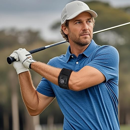 Tennis Elbow Brace for Men & Women (S/M for Smaller Arms Only), Elbow Brace for Tendonitis and Tennis Elbow and Golfer's Elbow, Adjustable Elbow Strap (Black, Small)