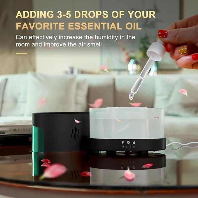 LOVME 450ML Flame Diffuser-Essential Oil Diffuser-Volcano Diffuser-with Remote Control, Bluetooth Speaker & White Noise Function, Flame humidifier fire Diffuser for Bedroom Home Office Yoga Gym