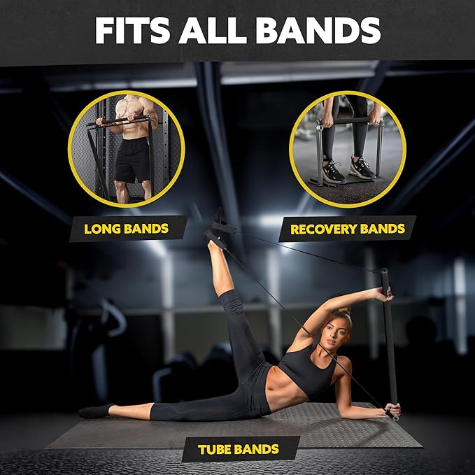 Portable Resistance Band Bar - Steel Resistance Bar for Resistance Bands - Resistance Bar for Working Out - Dual Cable Machine Bar - Straight Bar Cable Attachment - Adjustable from 38" to 26"