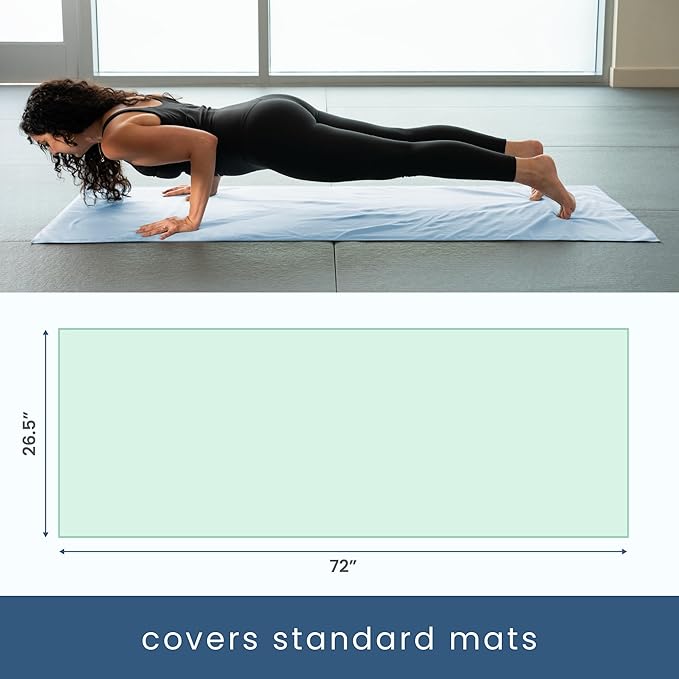 S&T INC. Yoga Mat Towel, Quick Dry Towel, Soft and Absorbent for Gym, Pilates, and Hot Yoga Mat, 2 Pack, 26.5 inches x 72 inches, Microfiber, Blue & Sage Green