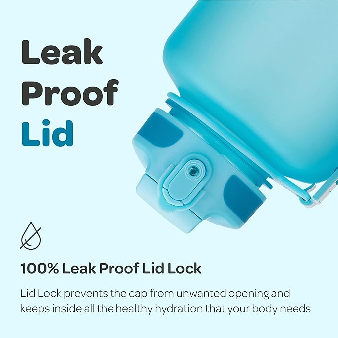 Hydracy Water Bottle with Time Marker -Large BPA Free Water Bottle & No Sweat Sleeve -Leak Proof Gym Bottle with Fruit Infuser Strainer & Times to Drink -Ideal for Fitness Sports & Outdoors