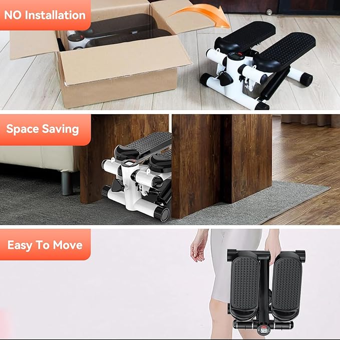 Steppers for Exercise at Home, Mini Stepper with Resistance Bands, Portable Stair Stepper for Home
