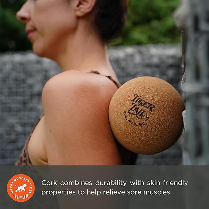 Tiger Tail ReGreen Tiger Ball 5.0 Cork - Deep Tissue Massage Ball – Trigger Point Massage Therapy: Relief for HIPS, Glutes, Back & Shoulder – Treat Muscle Soreness – Help Increase Muscle Recovery