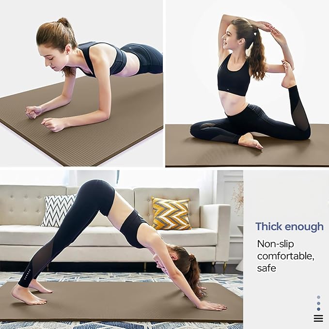 Yoga Mat Non Slip NBR Thick Yoga Mat, 72"L x 32"/24"W x 0.6"/0.4"TH (185cm x 80cm/61cm x 15mm/10mm), Anti-Tear Exercise Mat with Carrying Strap and Bag, Workout Mats for Yoga, Pilates, Floor Exercises