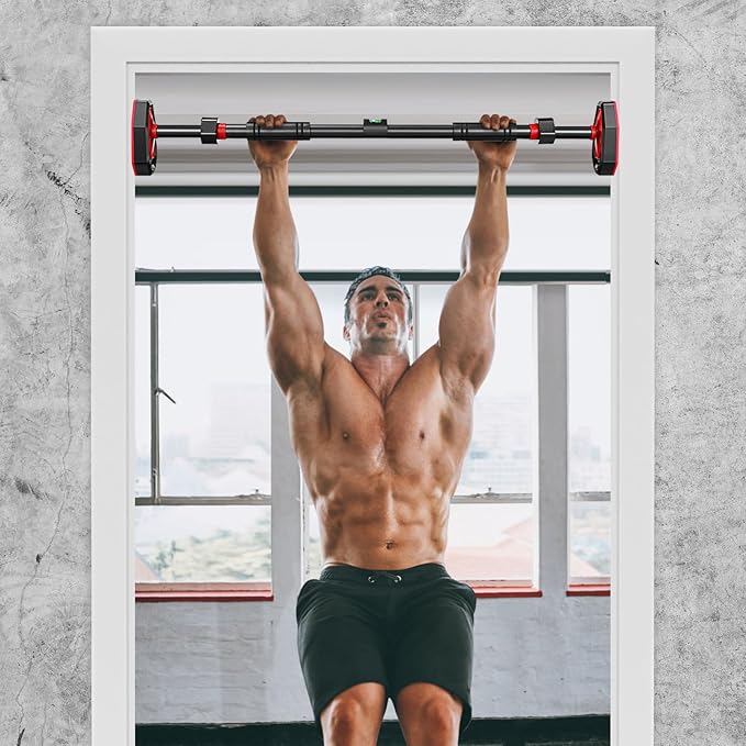 Gadpiparty Pull Up Bar for Doorway -Heavy Duty 440LBS, No Screws for Renters & Home Gym, Adjustable 27.5-39 Inch, Easy Install Secure Lock