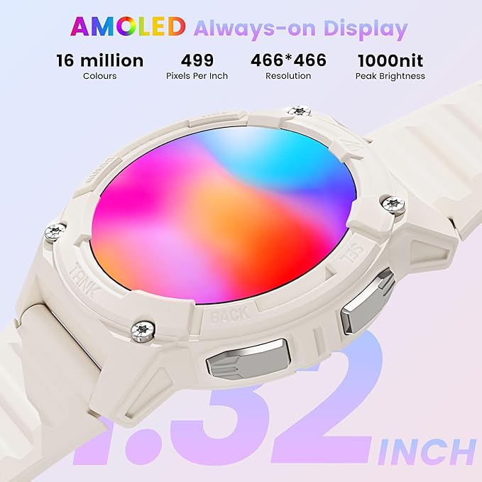 KOSPET Tank S2 Smart Watch for Women GPS, Pressure/Altitude/Compass, 5ATM Waterproof, 1.32" AMOLED Display Fitness Tracker(Answer/Make Call), AI Voice Assistant, 24H Sleep/Hear Rate Monitor