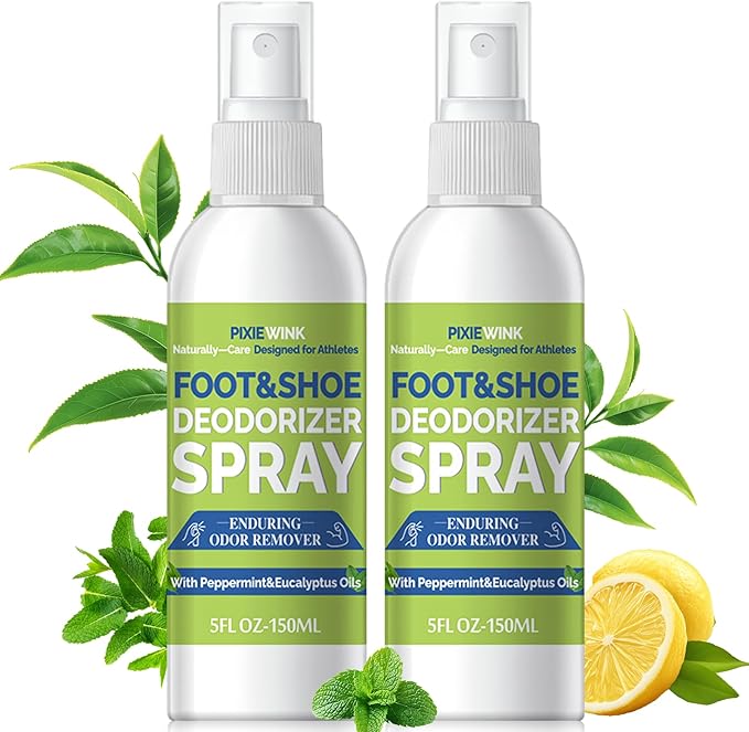 Foot & Shoe Deodorizer Spray, 5 fl.oz Instant Odor Eliminator for Smelly Shoes & Feet - Long-Lasting Freshness, 2-Pack
