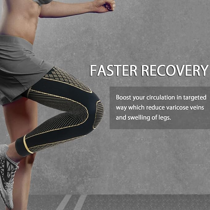 Full Leg Sleeves Long Compression Leg Sleeve Knee Sleeves Protect Leg, for Man Women Basketball, Arthritis Cycling Sport