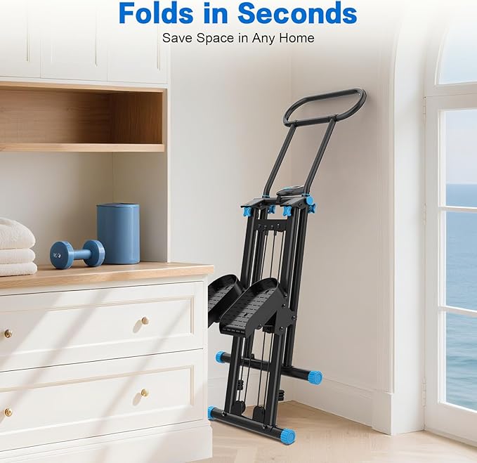HXD-ERGO Stair Stepper for Home Gym,Folding Vertical Climber Cardio Exercise Machine,Stair Climber for Full Body Workout with Adjustable Handlebar for Women & Men