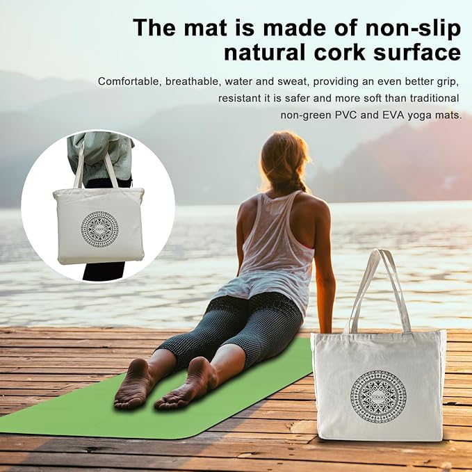 Foldable Yoga Mat 72" L x 32" W x 0.32 Inch Extra Thicked and Wided, Folding Yoga Mat for Travel with Canvas Carrying Bag, Non-Slip TPE Exercise Pilates Mat