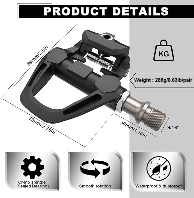 BUCKLOS SPD-SL Pedals PD-R8000 Road Bike Pedals - Bicycle Clipless Titanium Sealed Bearing Nylon/Aluminium Ultegra Clip Pedals Compitable with Shimano SPD-SL Cleats for Indoor Cycling (9/16")