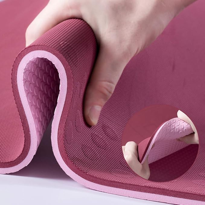 JELS Extra Thick Yoga Mat, 2/5 inch, Ergonomic 3D Non Slip Design, SGS Certified TPE Material, Yoga Mat for Men Women with Carrying Strap,Exercises Mat for Yoga, Pilates and Floor Workout(72"x26")…