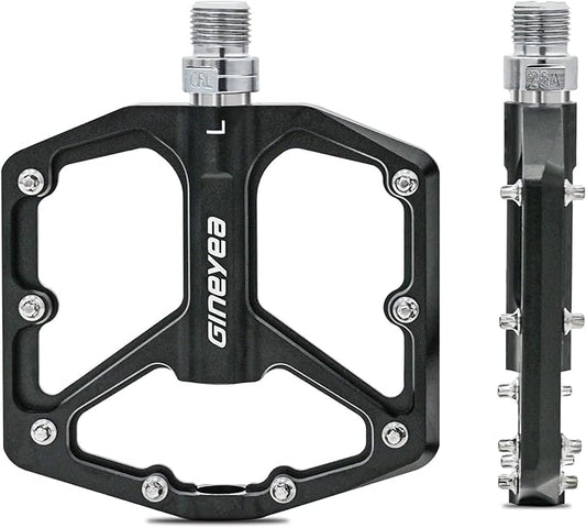 Bike Pedals, Universal Fit Bicycle Pedals Aluminum 9/16" Sealed Bearing Lightweight Wide Flat Platform for Road Mountain BMX MTB Bike