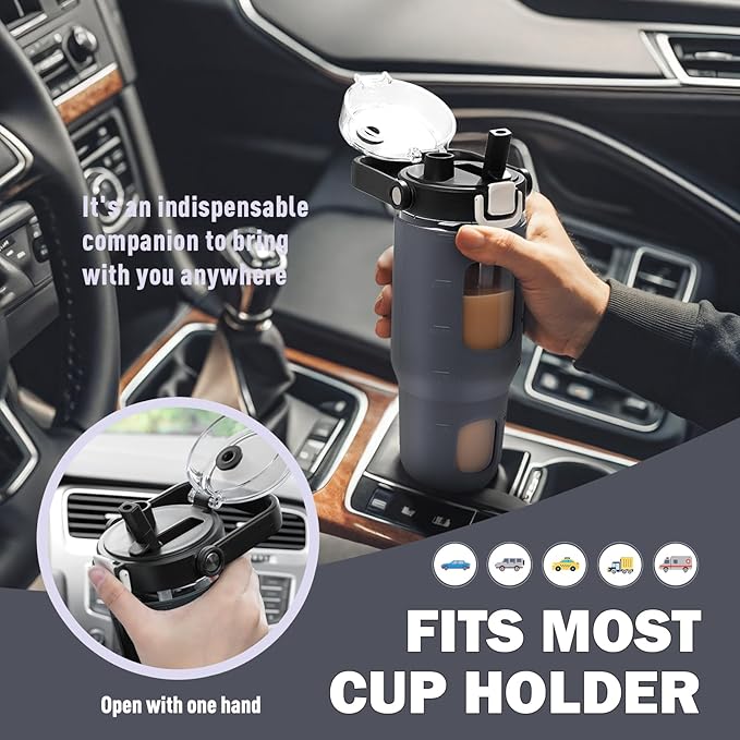 BLUEGO 32oz Glass Water Bottles with Straw Time Marker Half Gallon Large Motivational Water Bottle with Silicone Sleeve 2 Liter Large Glass Water Jug for Gym, Sports& Workout, Daily, Dark Grey