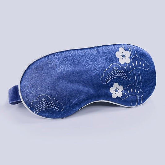 Luxury Silk Sleep Mask with 22mm Mulberry Silk, Velvet Elastic Band, Heat Therapy Pocket, and Travel Pouch, Navy Color