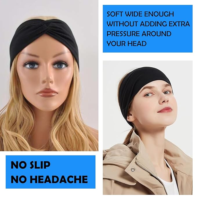 Lotus78, Pack of 6 Wide Headbands for Women Non Slip, Fashionable Sports Hair Bands for Women's Hair, Soft Elastic Stretchy Head Bands, Yoga Workout Headbands for Women Daily Fashion (Element)