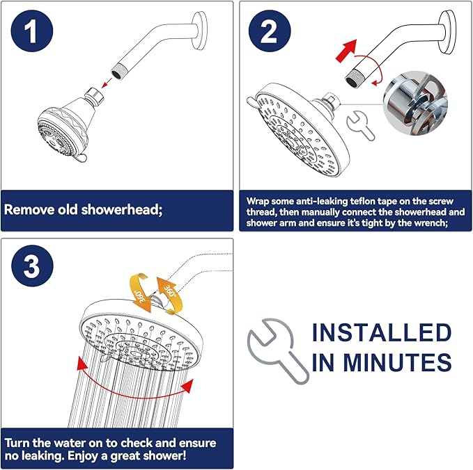 HOPOPRO 5-Mode High Pressure Shower Head - The Washington Post, NBC News, Today TV Show Recommended - High Flow Fixed Showerheads (6 Inch Matte Black)