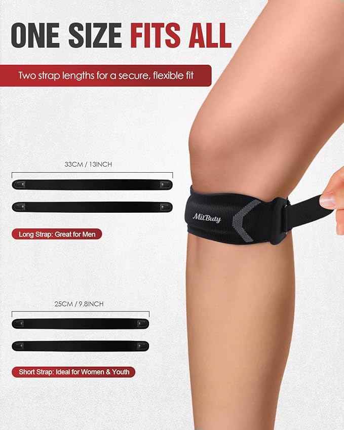 Patellar Tendon Support Strap with Silicone Pad (2 Pack) Adjustable Patella Knee Brace for Men, Women & Youth, Knee Protector Band & Relief Strap for Running, Sports & Daily Activities