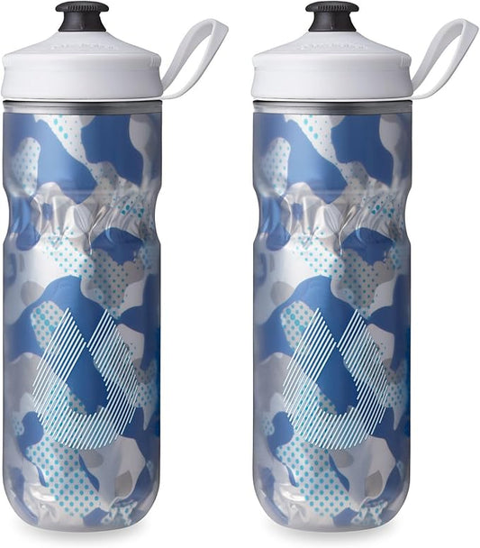 HydraPak | Polar Bottle - Polar Sport Insulated Water Bottle 2-Pack - BPA-Free, Sport & Bike Squeeze Bottle with Handle (Contender Blue, 600ml / 20oz)