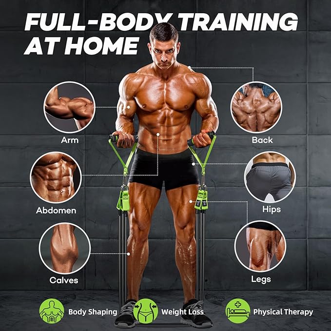 Resistance Bands, Heavy Duty Exercise Bands for Working Out, Workout Bands with Handles, Stretch Band for Men, Fitness Bands for Home Workouts, Muscle Training, Strength, Slim, Yoga