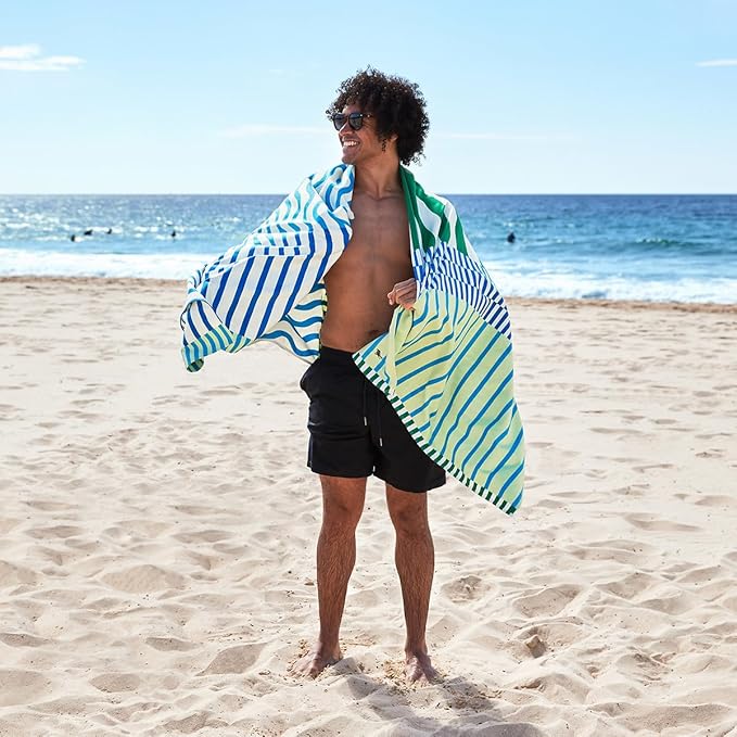 Dock & Bay Beach Towel - Quick Dry, Sand Free - Compact, Lightweight - 100% Recycled - Includes Bag - Blueberry Spritz - Extra Large (200x90cm, 78x35)