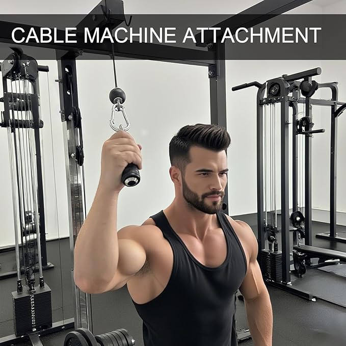 Ergonomic Tricep Rope Pulldown Attachments, Upgraded 27 32 40 & 47 Inch Extra Long Triceps Rope Cable Attachments for Gym, LAT Pull Down Bar for Cable Machine, Tricep Workout Cable Attachments