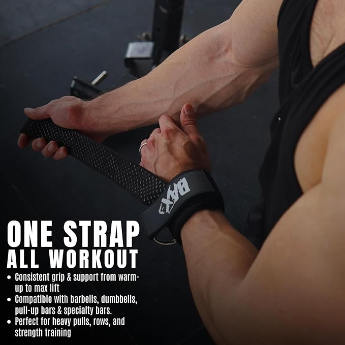 Ekkovision Weight Lifting Straps With Cuffed D Ring, Wrist Support for Men, Heavy Duty Thick Comfortable Lifting Straps, Secure Fit, Enhanced Grip, Straps for Weightlifting & Gym Training, Black