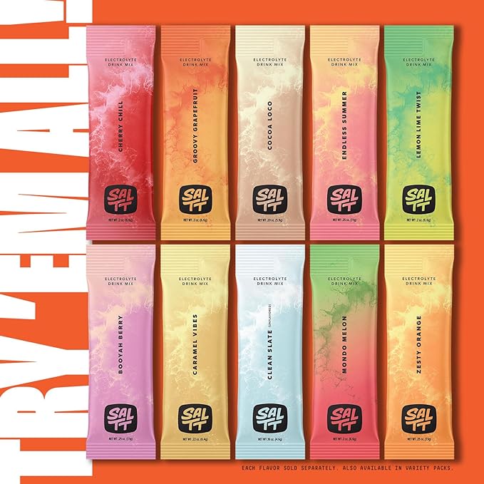 Keto Chow SALTT Electrolytes Powder Packets, Blue Slushies (30 Hydration Packets) - Magnesium, Potassium, Sodium, Trace Minerals - Vegan, Sugar Free, Gluten Free - Travel Essentials - Made in USA