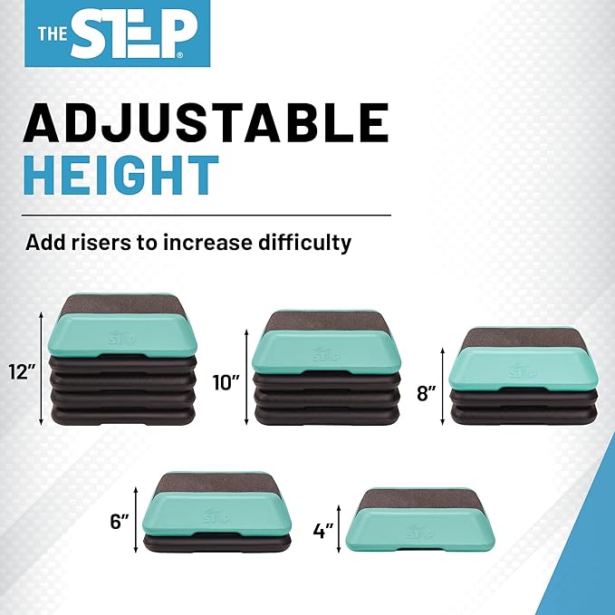 The Step Adjustable High Step Aerobic Platform with 4 Risers, Home Gym Workout Equipment, Fitness Exercise Equipment Made in the USA
