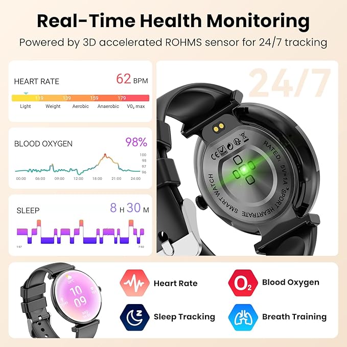 Hwagol Smart Watches for Women Men[Calls/Metal Thin] for Android iPhone Compatible,1.43" Micro-Spherical AMOLED Screen,IP68 Waterproof Fitness Tracker Heart Rate/SpO2/Sleep Monitor/Pedometer