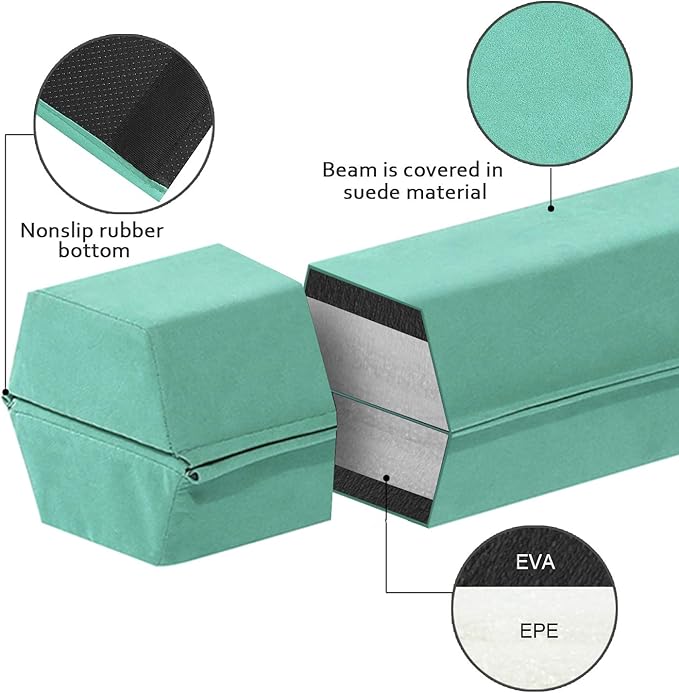 FBSPORT 8ft/6ft Balance Beam: Folding Floor Gymnastics Equipment for Kids Adults,Non Slip Rubber Base, Gymnastics Beam for Training, Practice, Physical Therapy and Professional Home Training