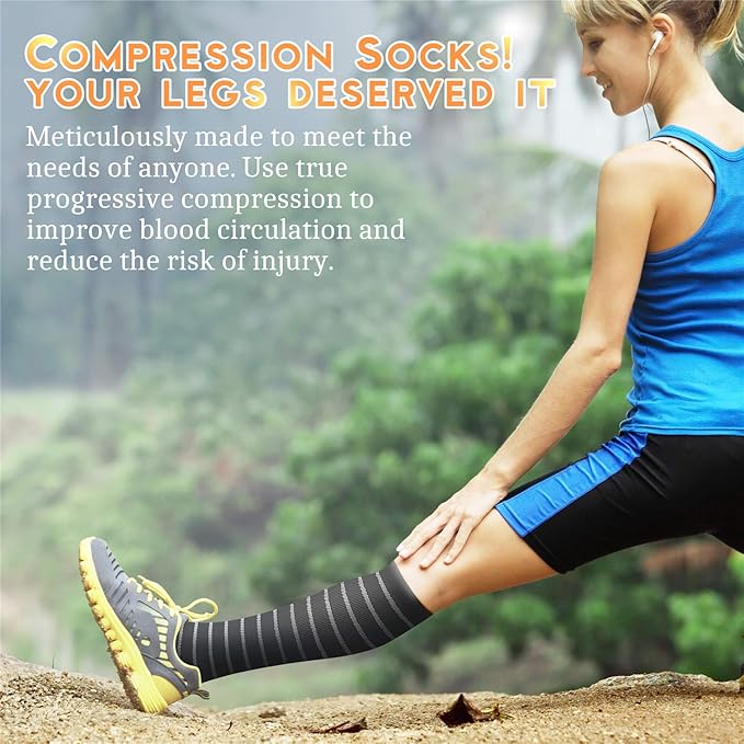 Compression Socks for Women & Men 15-20 mmHg, Best for Medical, Nursing, Running, Athletic, Varicose Veins, Travel