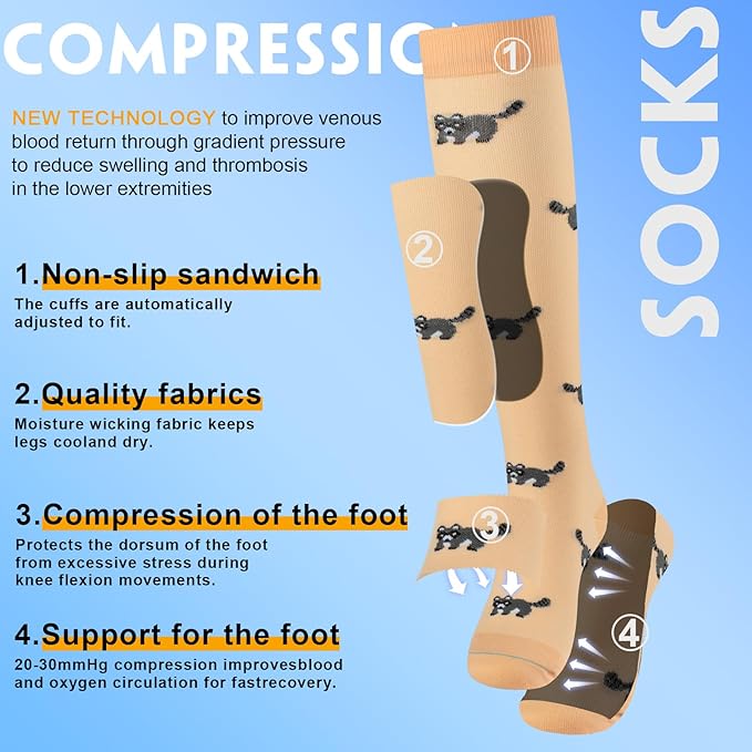 bropite Compression Socks for Women & Men Circulation-Support Knee High Socks 20-30 mmhg-Best for Running,Medical,Nurse,Travel