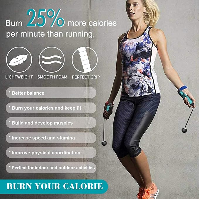Redify Weighted Cordless Jump Rope for Fitness[Suitable for Different Ages and Levels] Ropeless Jump Rope for Boxing MMA WOD Training, BOD Rope Beachbody MBF,High Speed Rope Skipping for Narrow Space