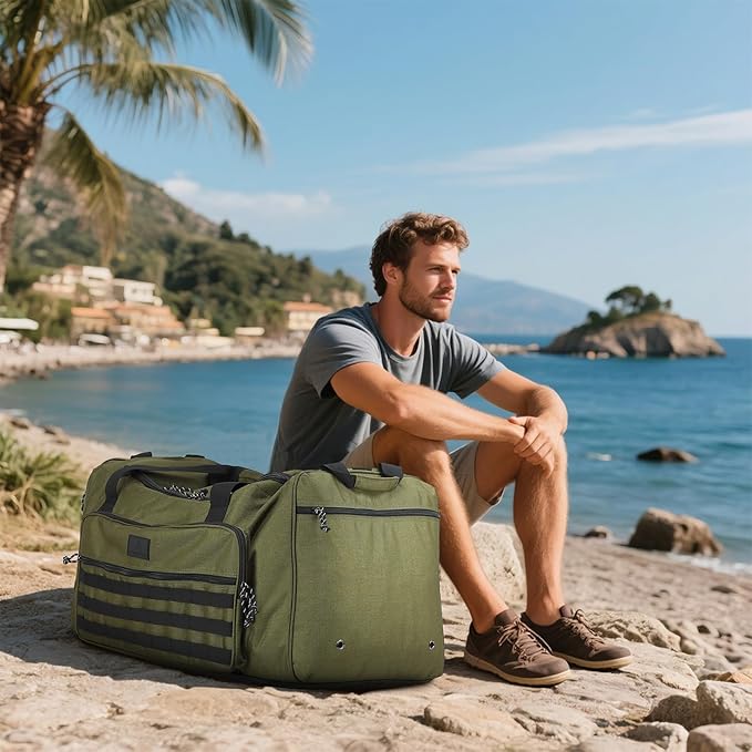 125L Extra Large Gym Duffle Bag for Men Women with Shoes Compartment Heavy Duty Tactical Sports Duffel Bag Big Football Baseball Basketball Soccer Hockey Team Equipment Bag, Green