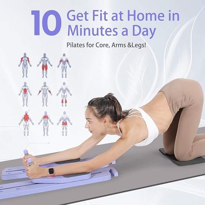 BIGWET Pilates Board, Pilates Reformer for Home, Portable Pilates Equipment, 8 in 1 Pilates Kit, Pilates Essentials Kit for Women