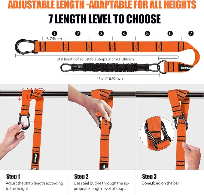 Pull Up Assistance Bands 260lbs, Heavy Pull Up Bands Resistance Bands for Pull Ups Working Out with Feet Rest, Pull Up Bar Bands Assistance Bands Strength Training Workout Equipment, Height Adjustable