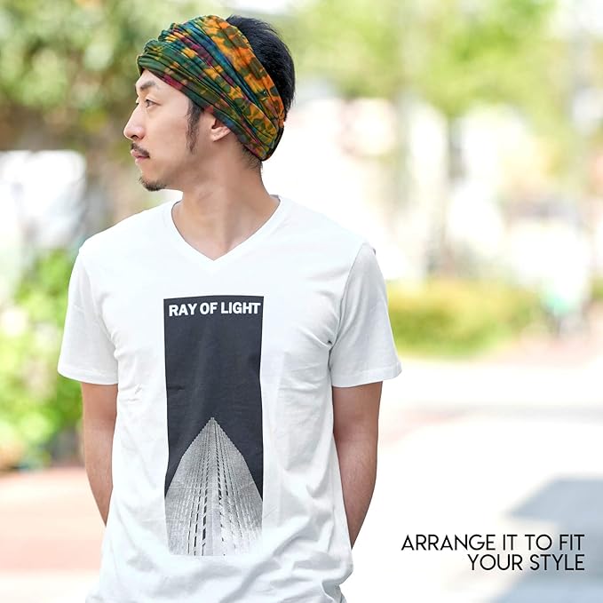 CHARM Hippie Headband Womens Turban - Boho Bandana Hair Wrap Men Head Band Scarf C