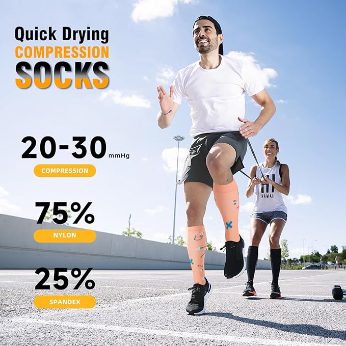 bropite Halloween Compression Socks for Women & Men-Pumpkin Ghost 6 Pairs 20-30mmhg Support Running Nurse Travel