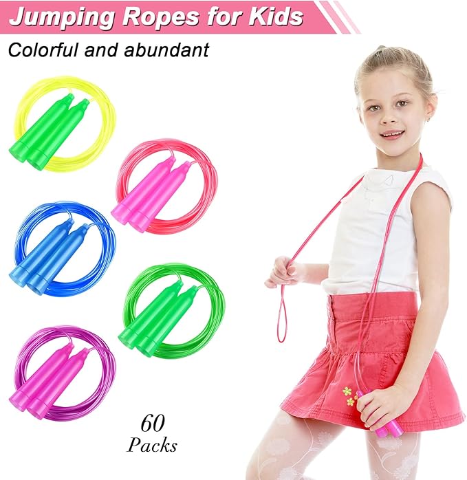 Aodaer Kids Jump Rope Set Colorful Outdoor Jump Ropes 7.3 Feet Adjustable Skipping Ropes for Outdoor Fun Activity Great Party Favor