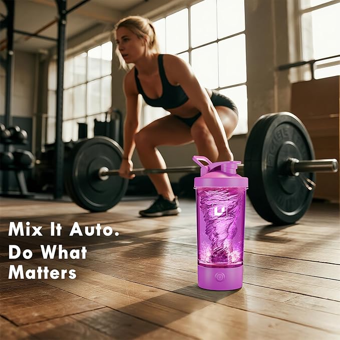 Electric Shaker Bottle USB C Rechargeable Protein Shaker Bottle Shaker cups for Protein Shakes Mixer with 24oz BPA Free Tritan Meal Replacement Shakes Made with Tritan Portable Blender Cup (Purple)