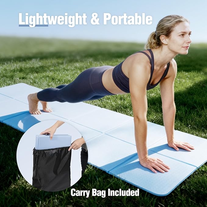 REDCAMP Foldable 72"x24"x0.24" Yoga Mat, TPE Non Slip Yoga Mats with Storage Bag