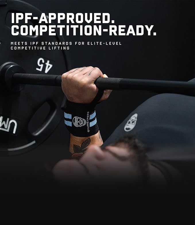 Gymreapers Weightlifting Wrist Wraps (IPF Approved) 18" Professional Quality Wrist Support with Heavy Duty Thumb Loop - Best Wrap for Powerlifting Competition, Strength Training, Bodybuilding