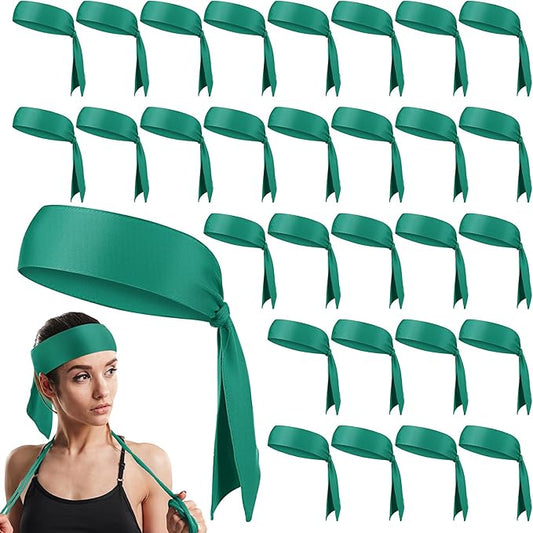 Hiboom 30 Pack Tie Headband Bulk Sports Tennis Head Tie Ninja Karate Tie Back Athletic Sweatbands Adjustable Hair Bands for Women Men Basketball, Football, Soccer, Running, Yoga Workout