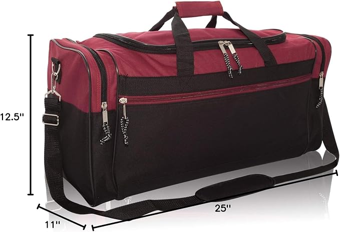 DALIX 25" Extra Large Vacation Travel Duffle Bag (Black, Grey, Navy Blue, Red, Camo)