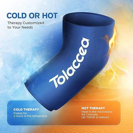 Elbow and Knee Ice Pack - Cold Ice Sleeve with Reusable Gel & Cold Therapy Compression for Knee, Shin Splints, Calf Strain, Flexible Ice Pack for Tennis Elbow, Tendinitis(Small (Pack of 1), Blue)