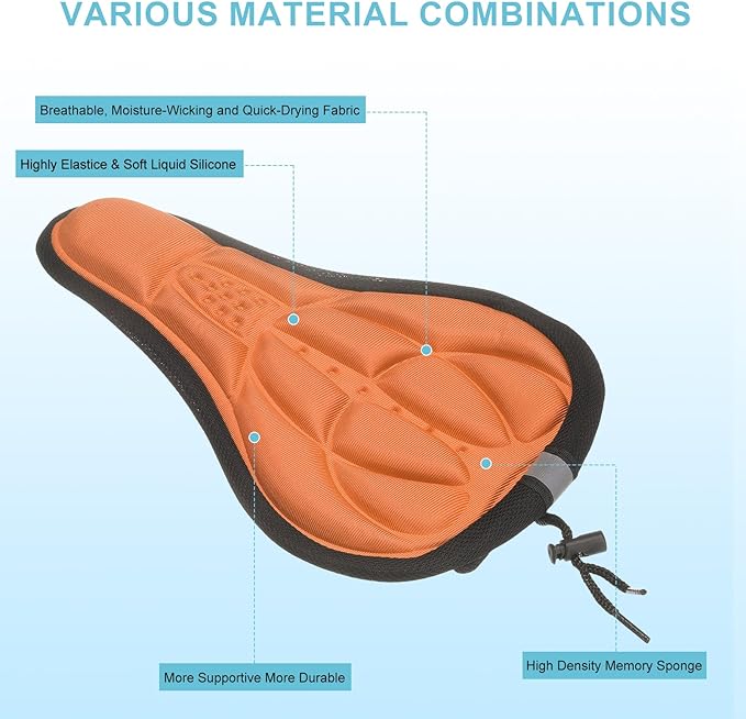 HARFINGTON Bike Seat Cover Bicycle Saddle Cushion with Drawstring Large Comfortable Gel Padded Oversized Paddle for Men Women